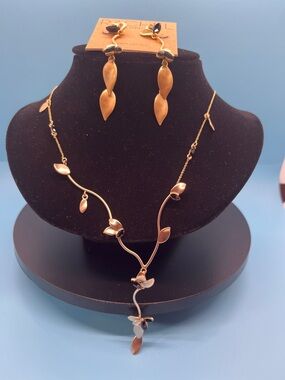 RACHEL Rachel Roy Gold-Tone Leaf Drop Necklace with Matching Earrings